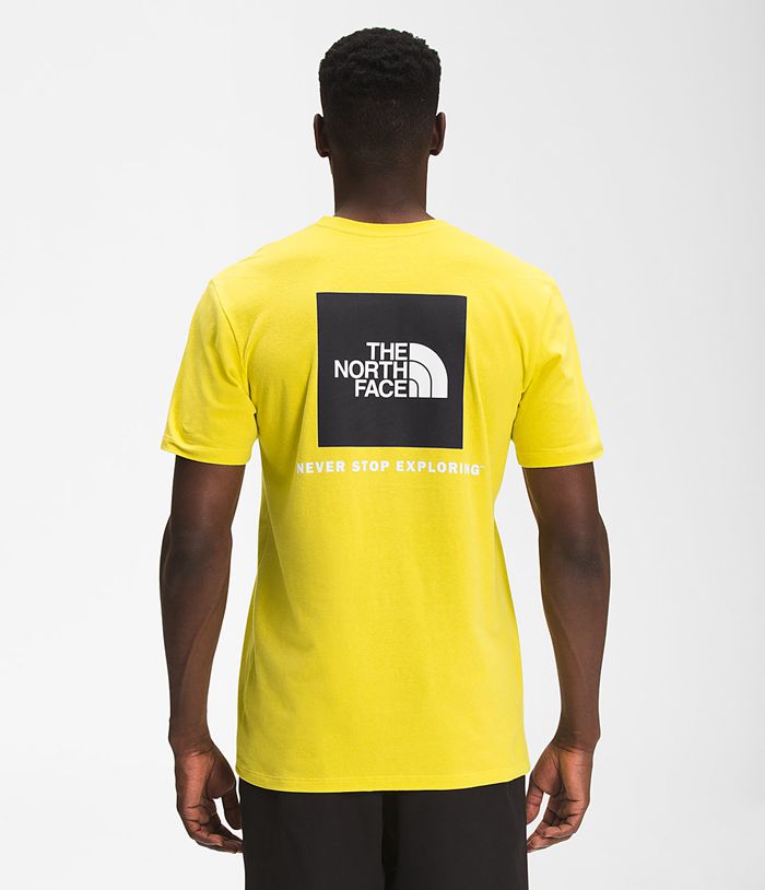 The North Face T Shirts Męska Żółte Krótki Rękaw Box Nse - MIZN58214